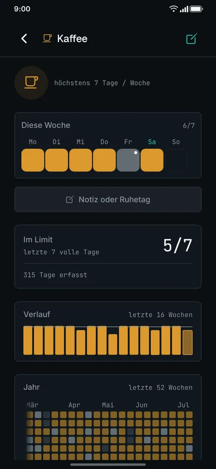 App-Screenshot: Höchstens-Ziel im Detail