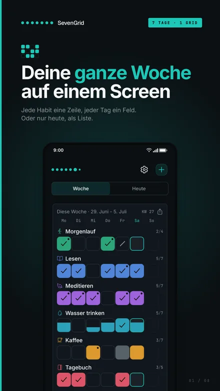 Screenshot: Wochen-Grid