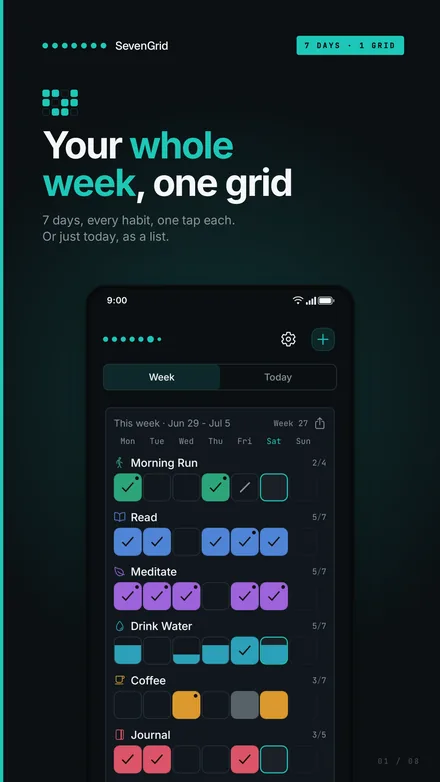 Screenshot: weekly grid
